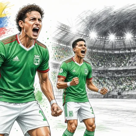 Ilustración editorial James Rodríguez debut Atlético Nacional El Campín
