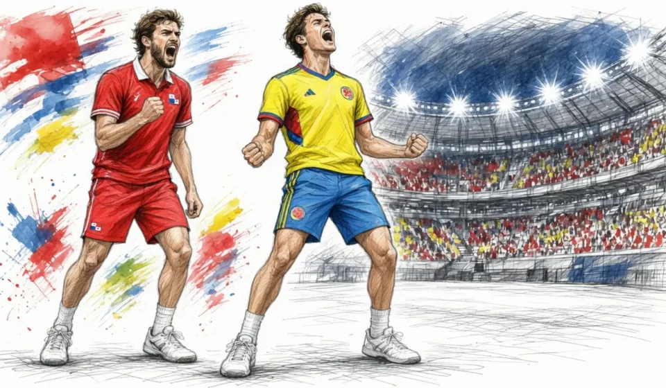 Ilustración editorial Panamá celebrando ante Colombia ODESUR