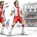 Ilustración editorial Paraguay celebrando ante Venezuela en ODESUR