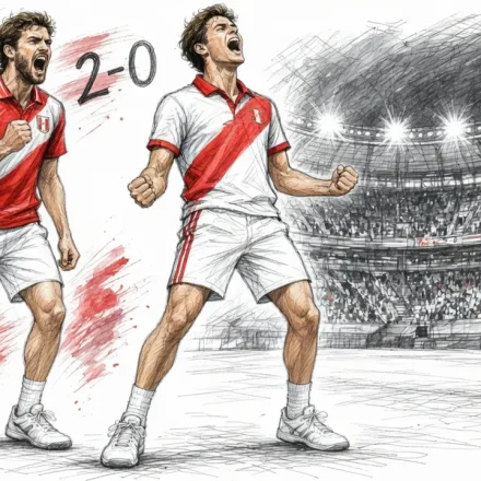 Ilustración editorial Perú celebrando ante Chile en ODESUR Rosario