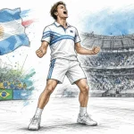 Ilustración editorial Nadia Podoroska cuartos WTA São Paulo