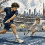 Ilustración editorial: Alcaraz desata su derecha en las semis del Open de Tokio ante Munar