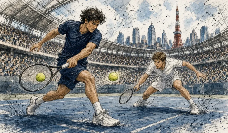 Ilustración editorial: Alcaraz desata su derecha en las semis del Open de Tokio ante Munar