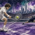 bergs vence a alcaraz — masters de shanghái - arbitrohp.com Ilustración editorial: Zizou Bergs sube a la red ante Carlos Alcaraz en el Masters de Shanghái