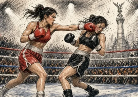 Ilustración editorial: Erika Cruz e Isis Vargas intercambian golpes en el ring