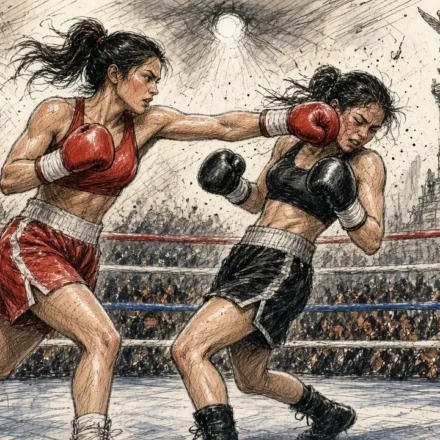 Ilustración editorial: Erika Cruz e Isis Vargas intercambian golpes en el ring