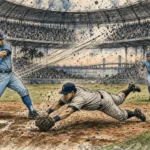 Ilustración editorial: los Rays anotan ante los Yankees en la Serie Divisional