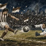 Ilustración editorial: el zapatazo de Zapiola en el Vélez 2-2 Platense