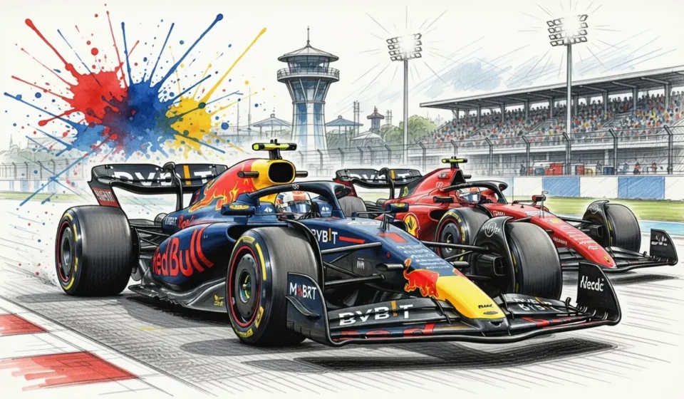 Ilustración: Verstappen celebra la pole en Sepang ante Hamilton